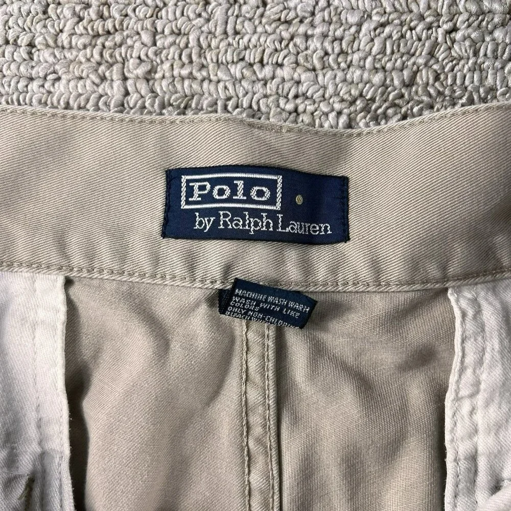 Polo Ralph Lauren Flat Front Cargo Shorts Pockets Beige Men’s Size 34 x 8 - Picture 3 of 6